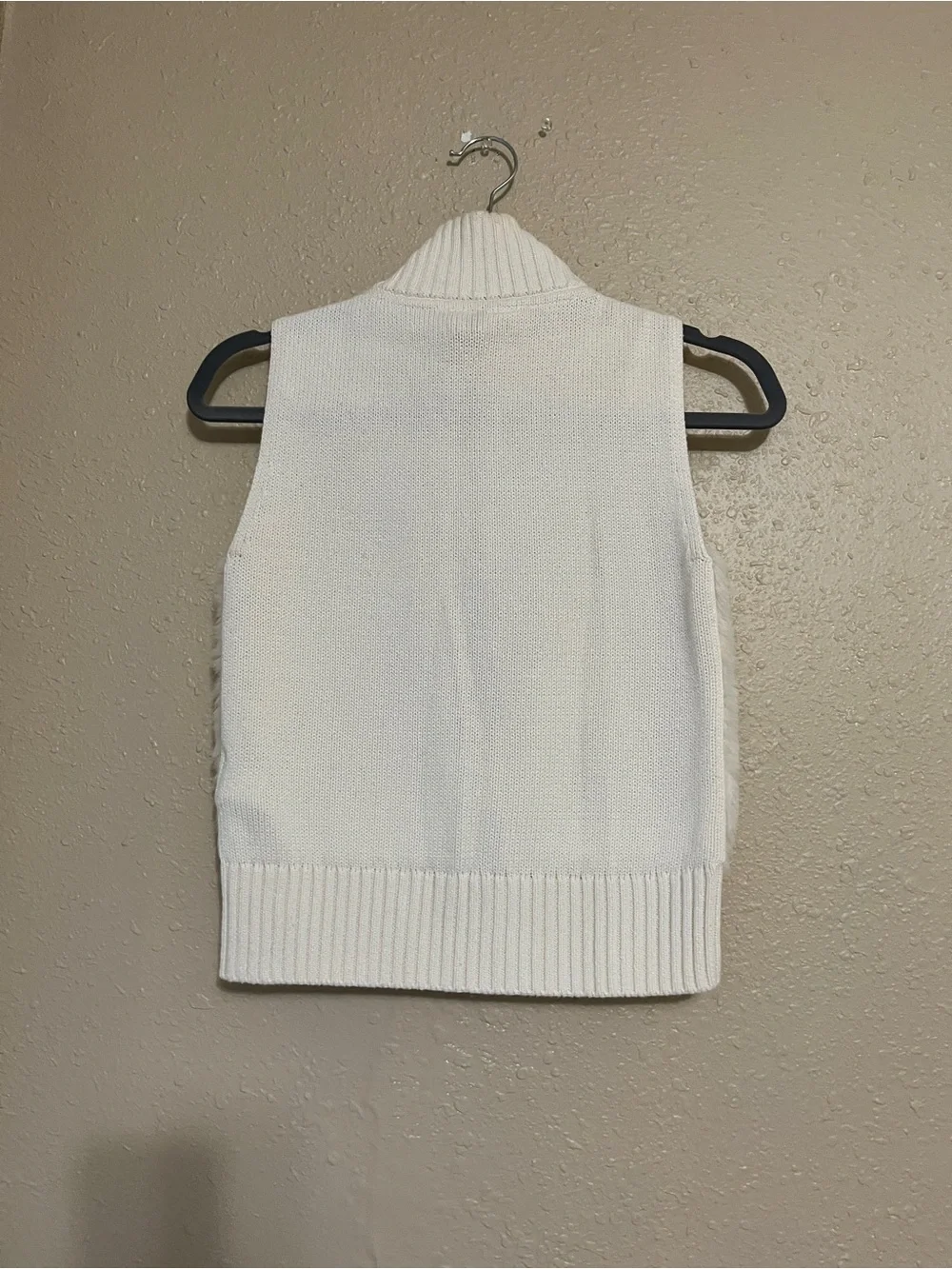 GAP Cream Faux Fur Zip Vest with Ribbed Collar *Girls Large